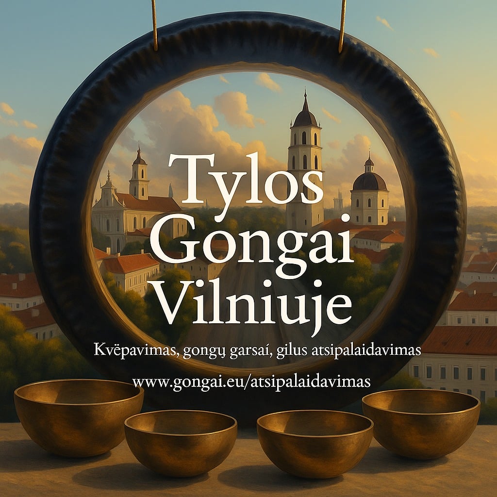 "Silence Gongs" in Vilnius. Breathing, gong sounds and relaxation classes.