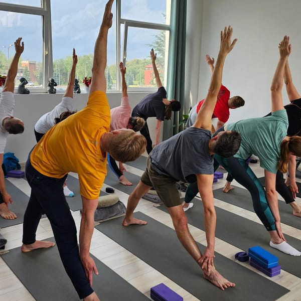 Beginner and advanced yoga groups