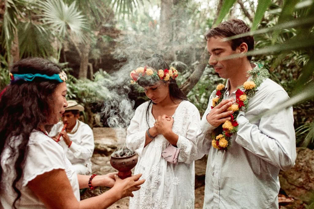Traditional mayan marriage union ceremony