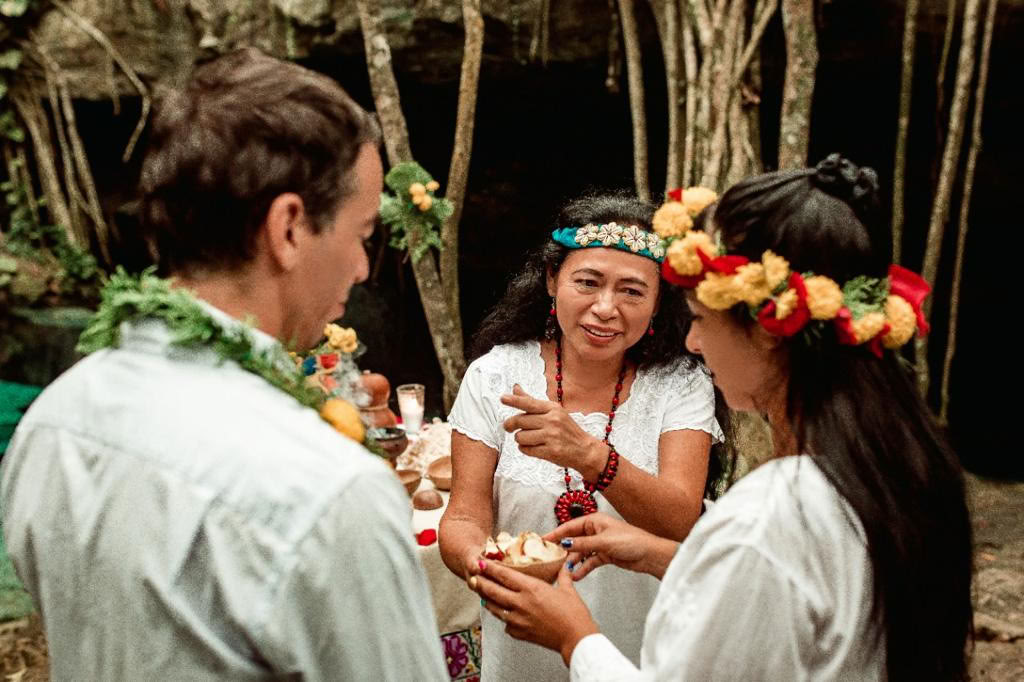 Traditional mayan marriage union ceremony