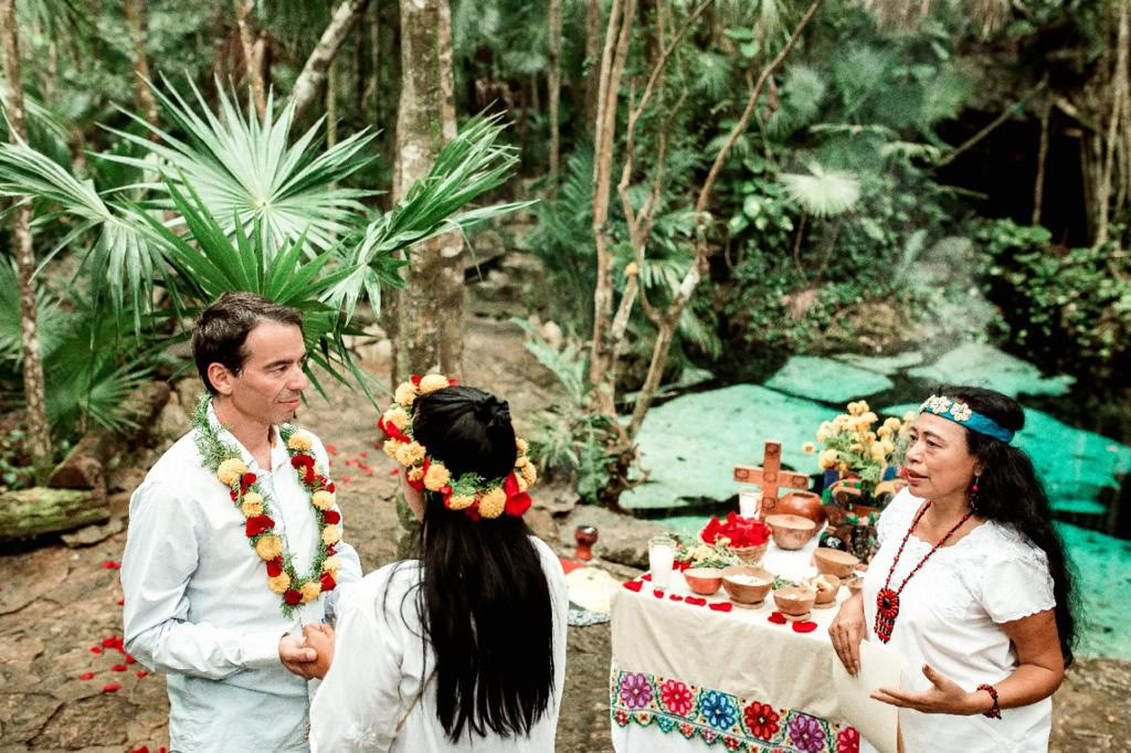Traditional mayan marriage union ceremony
