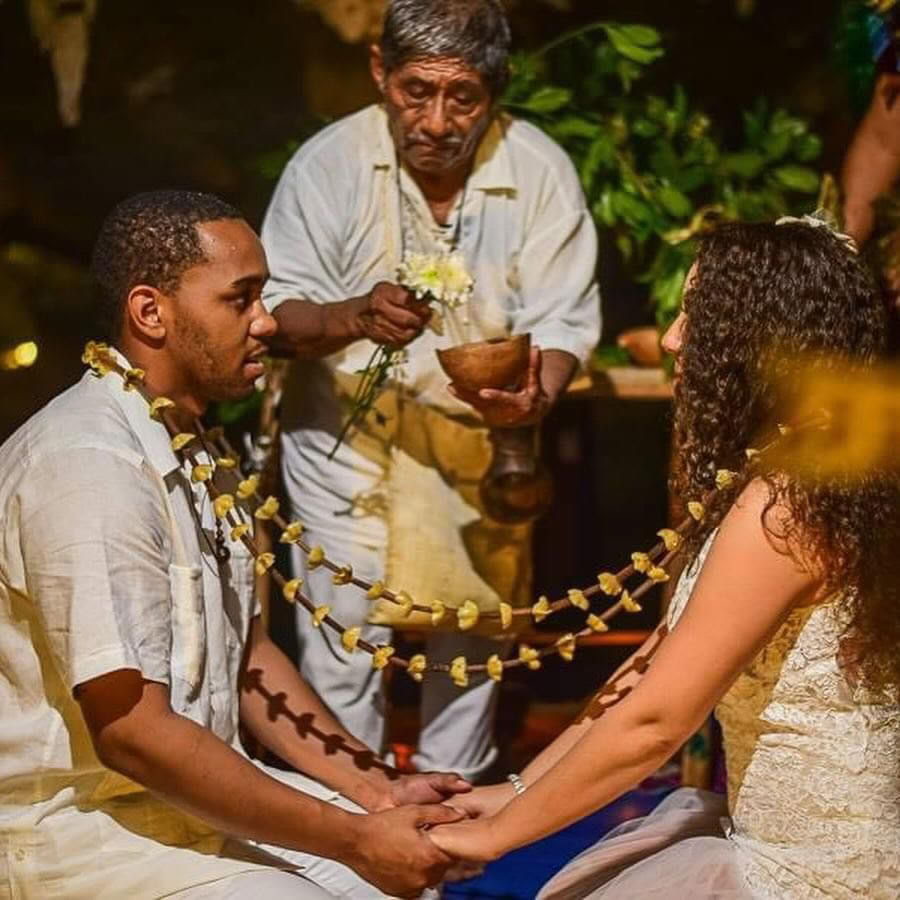 Traditional mayan marriage union ceremony