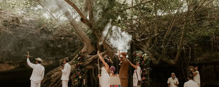 Traditional mayan marriage union ceremony