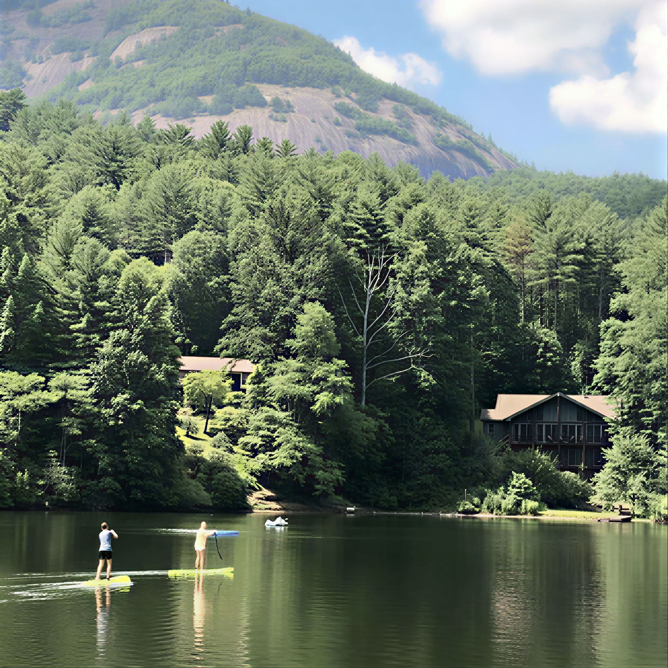 Paddle boarding at Holly Berry Lake in North Carolina