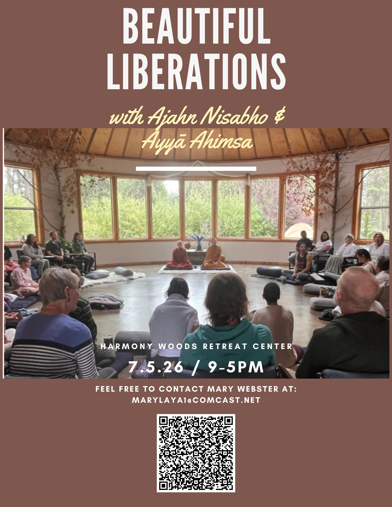 Beautiful Liberations: a Daylong Retreat to Brighten the Heart with Ajahn Nisabho & Ayyā Ahimsa