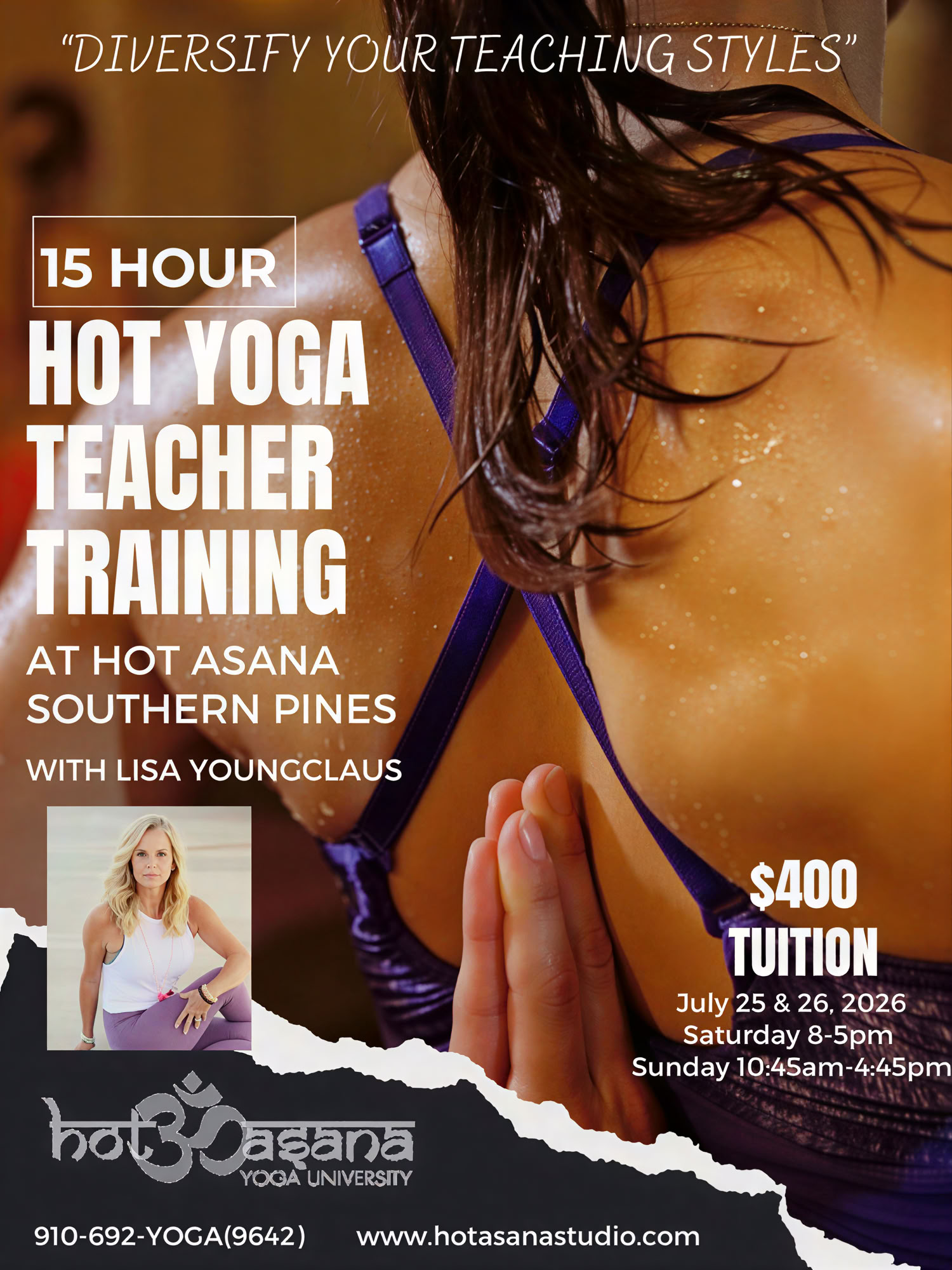 15 Hours | Hot Yoga Teacher Training | Southern Pines