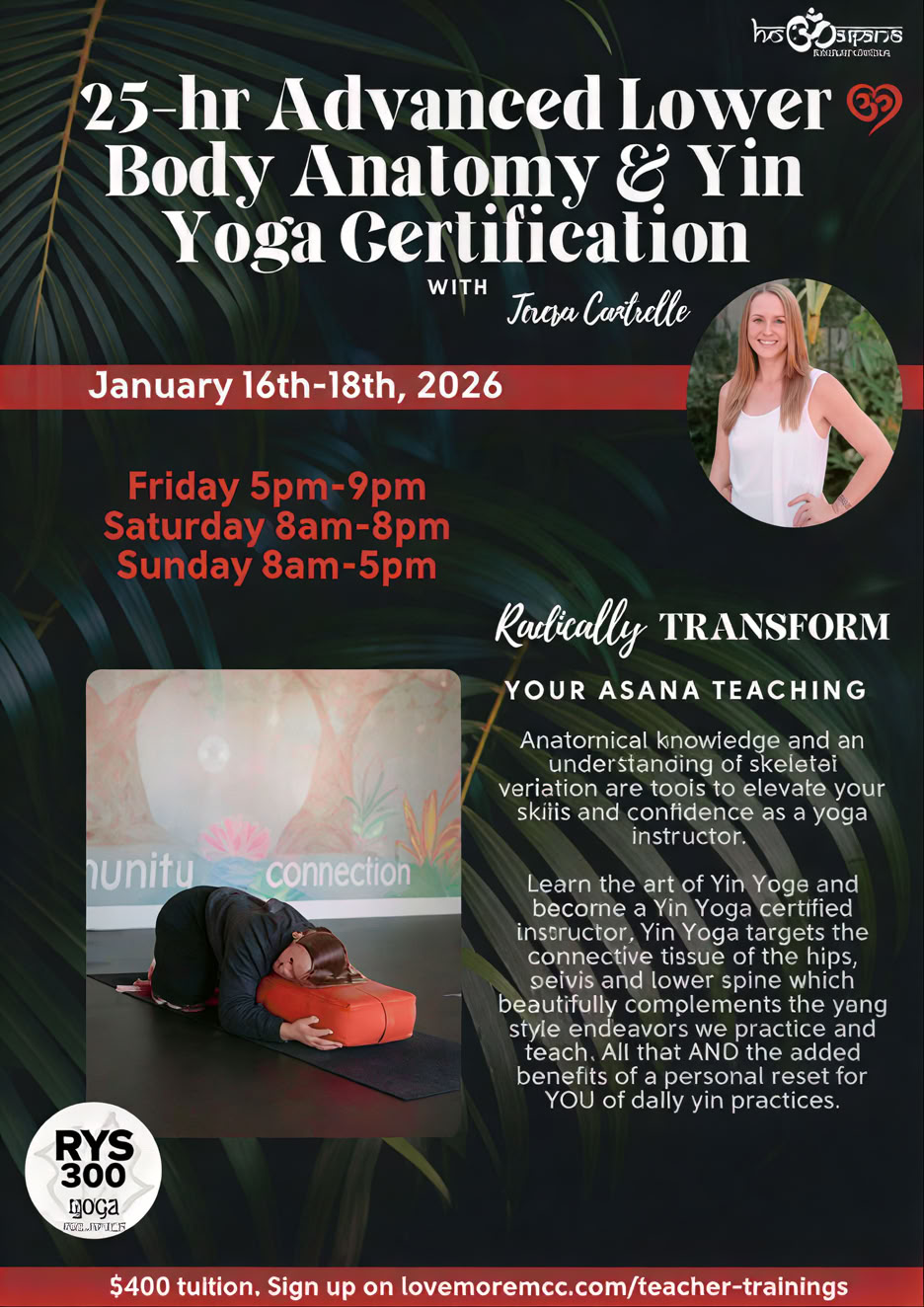 25 Hours | Advanced Lower Body Anatomy & Yin Yoga Certification in COS