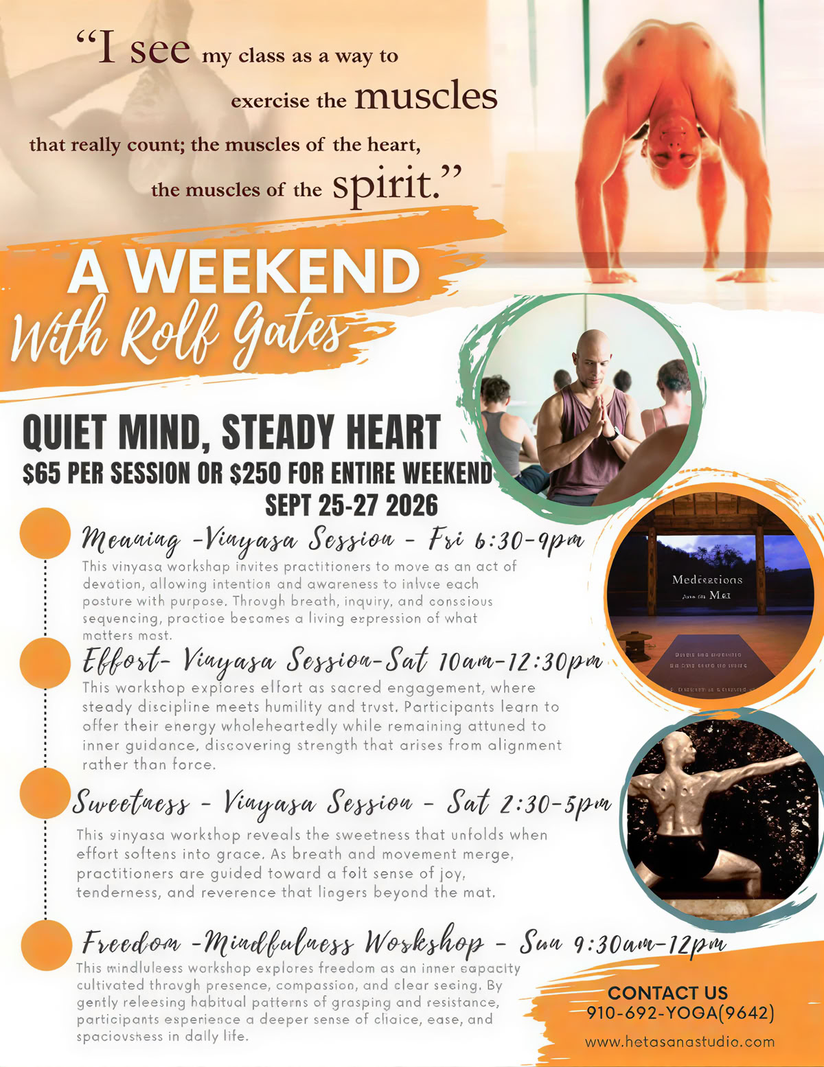 Quiet Mind, Steady Heart - A Vinyasa Weekend and Meditation Workshop with Rolf Gates