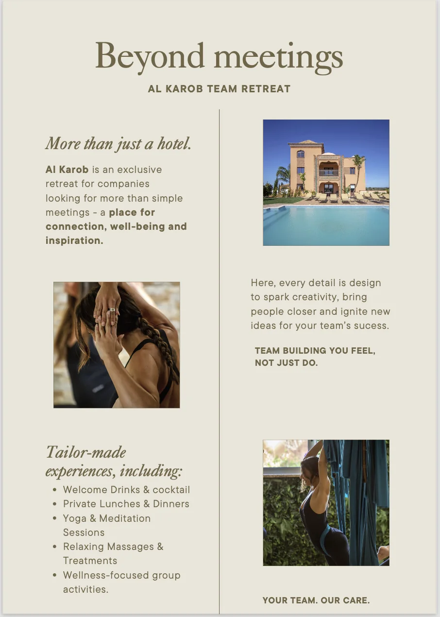 Beyond Meetings: Discover Al Karob Team Retreat