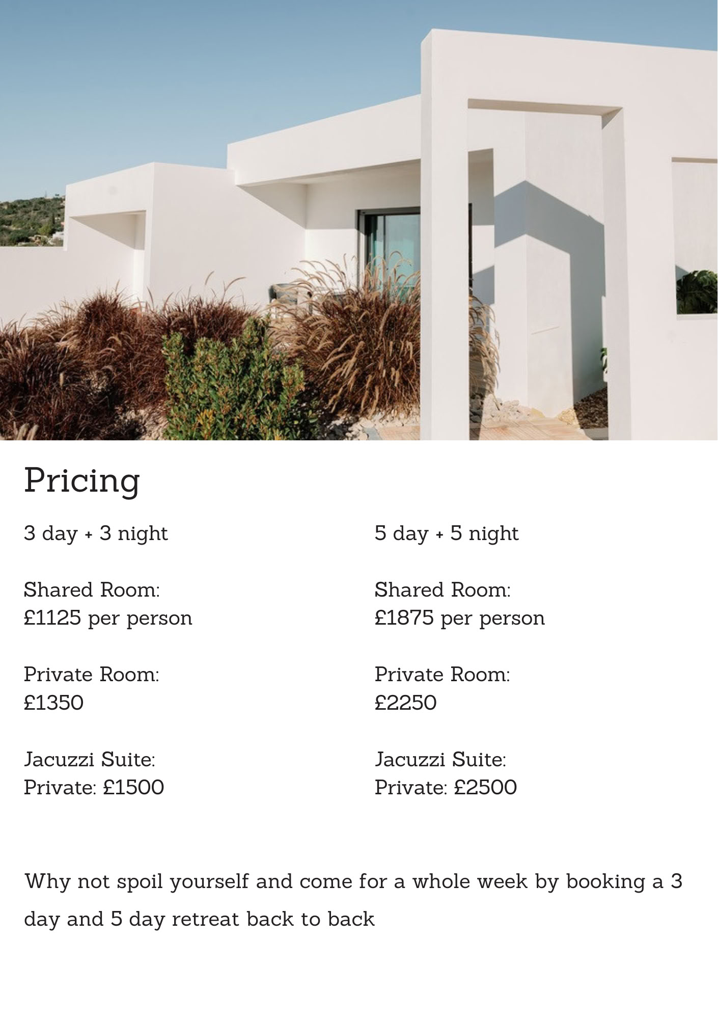 Pilates Retreats – Friday 14th - Monday 17th August 2026 - 3 days + 3 nights