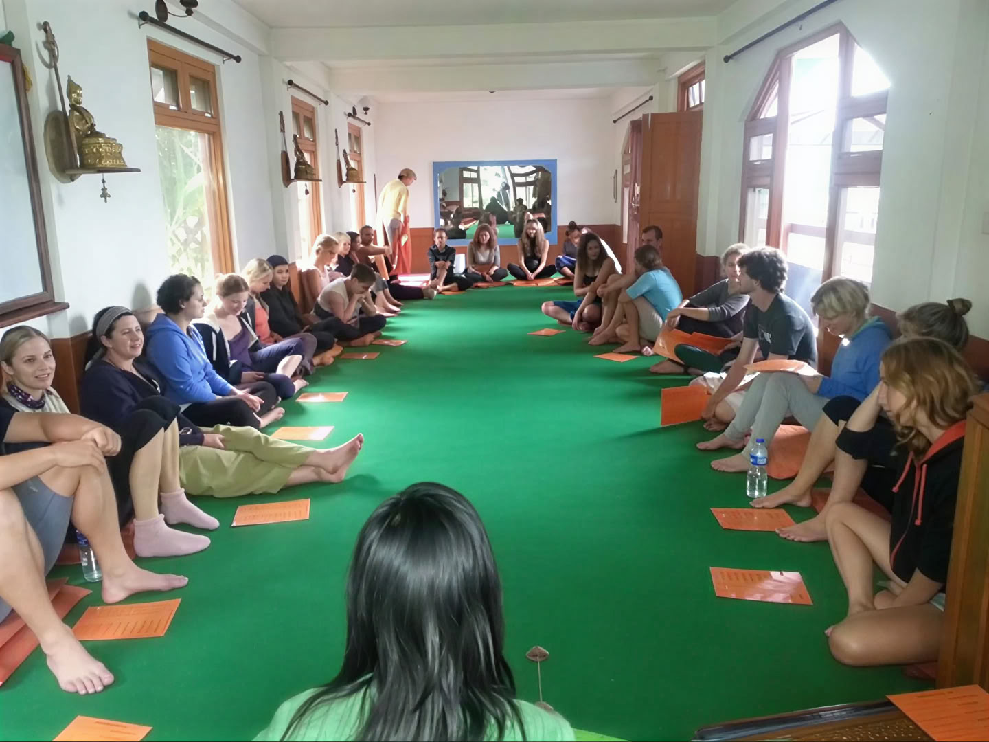 Hatha yoga lesson in Nepal