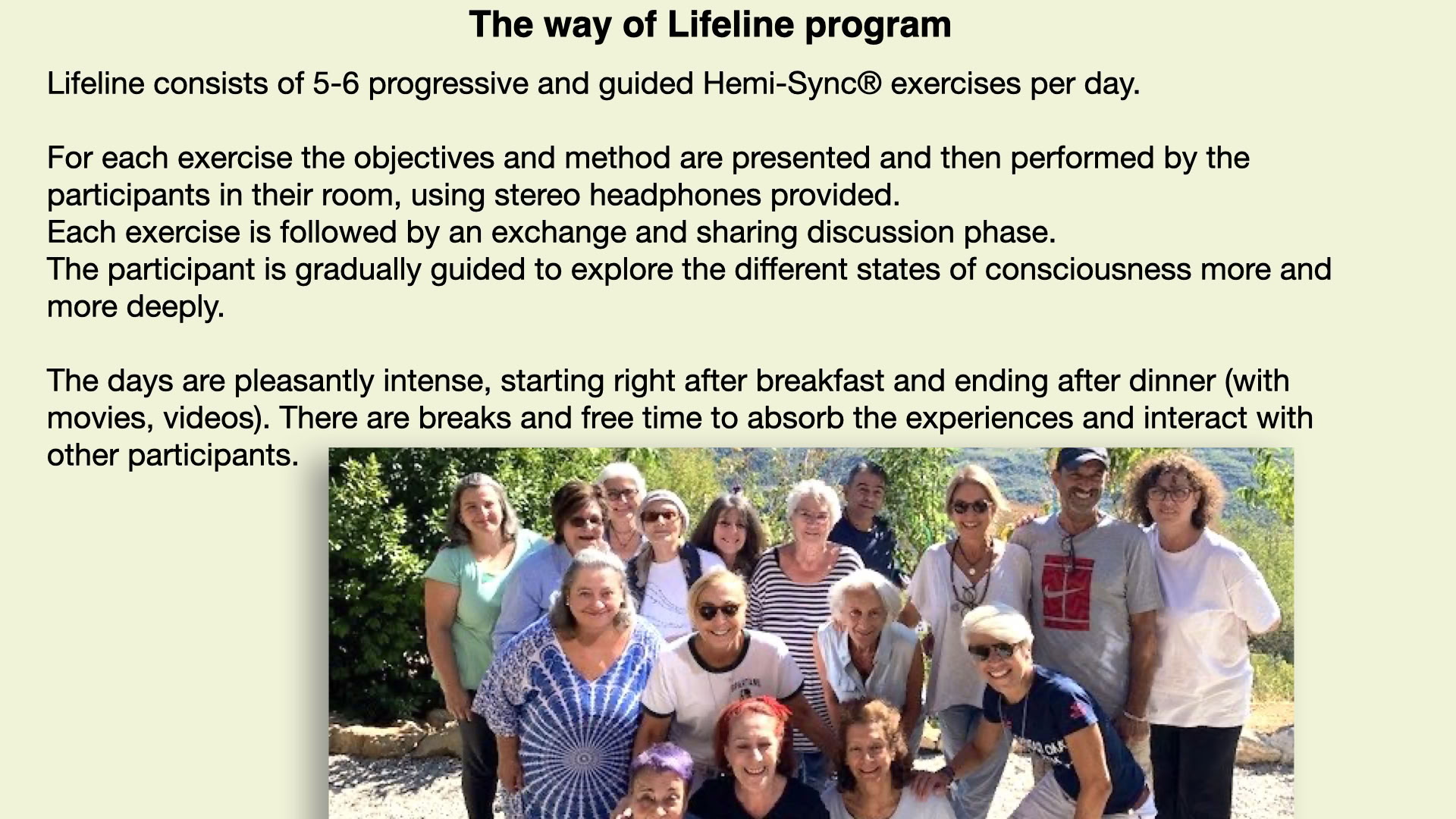 Lifeline® 6day Experiential Retreat,