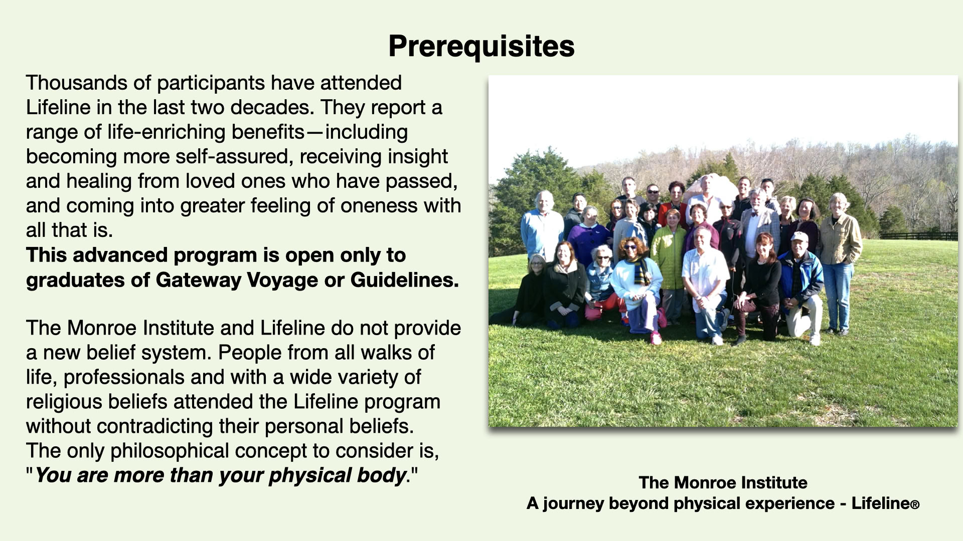 Lifeline® 6day Experiential Retreat,